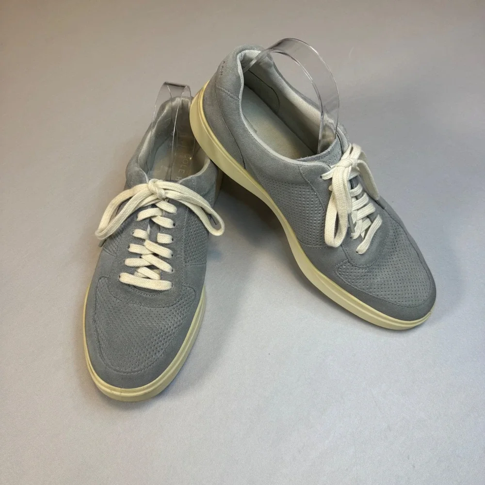 Cole Haan Grand Pro Rally Court Men's 10M Gray Suede Casual Sneakers Shoes EUC
